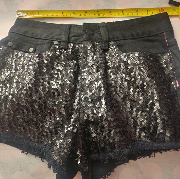 NWT Victorias Secret PINK bling black denim shorts Sz 0 - Picture 6 of 7